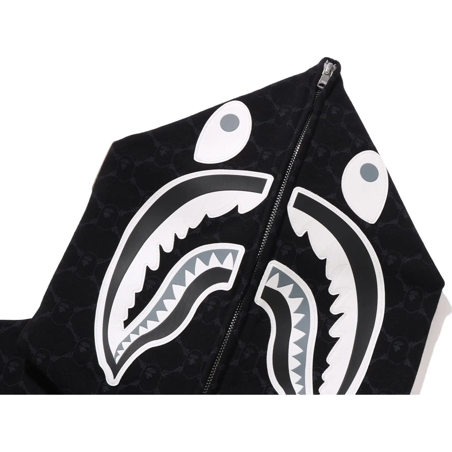 COLLEGE MONOGRAM RELAXED FIT SHARK FULL ZIP HOODIE MENS - Image 9