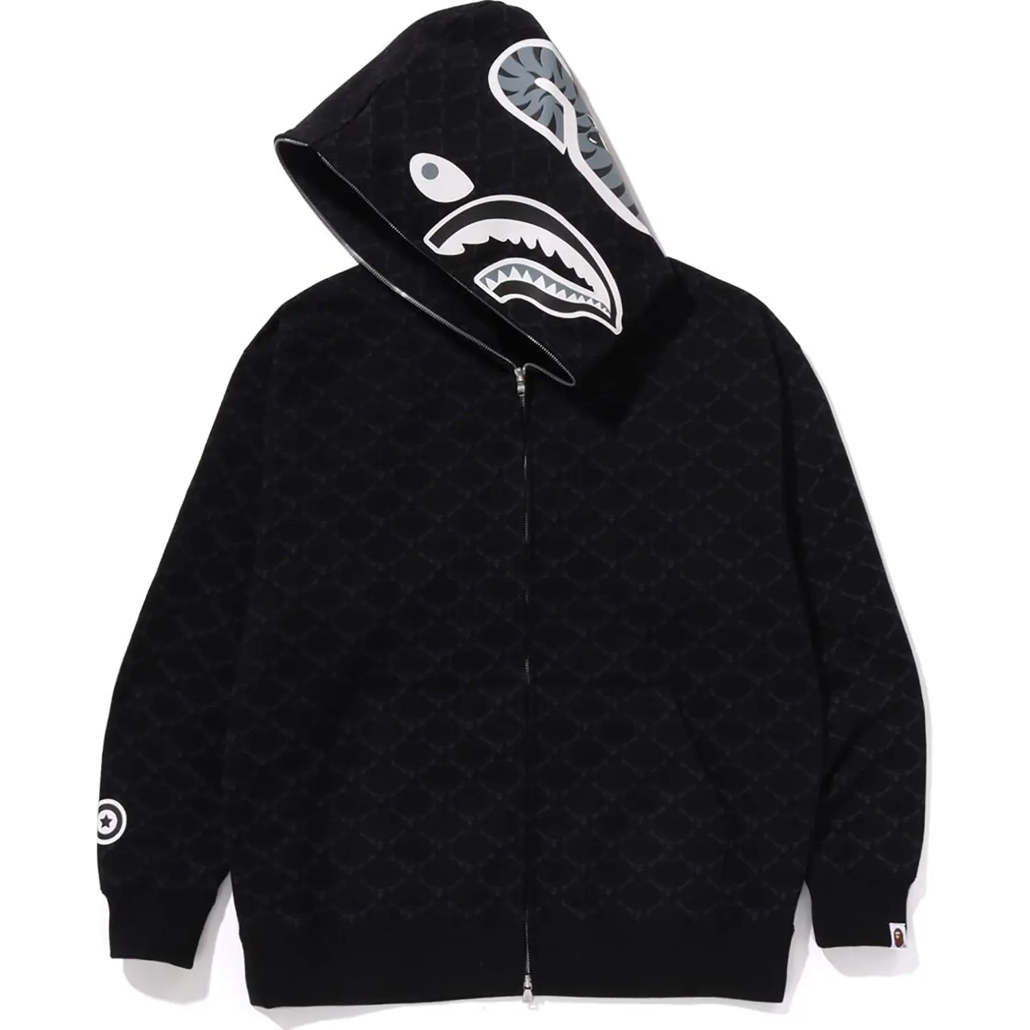 COLLEGE MONOGRAM RELAXED FIT SHARK FULL ZIP HOODIE MENS - Image 7