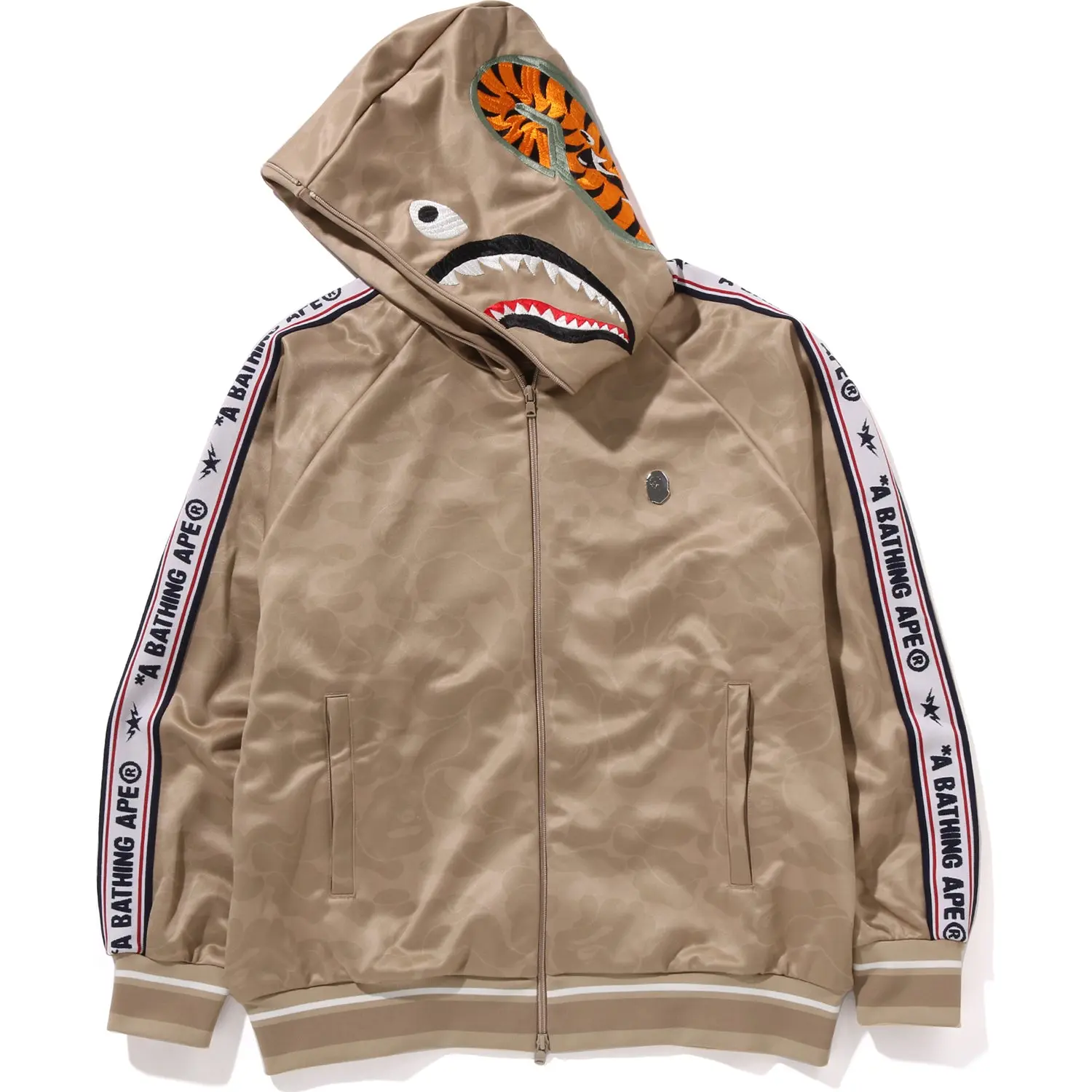 SOLID CAMO RELAXED FIT SHARK FULL ZIP HOODIE MENS - Image 2