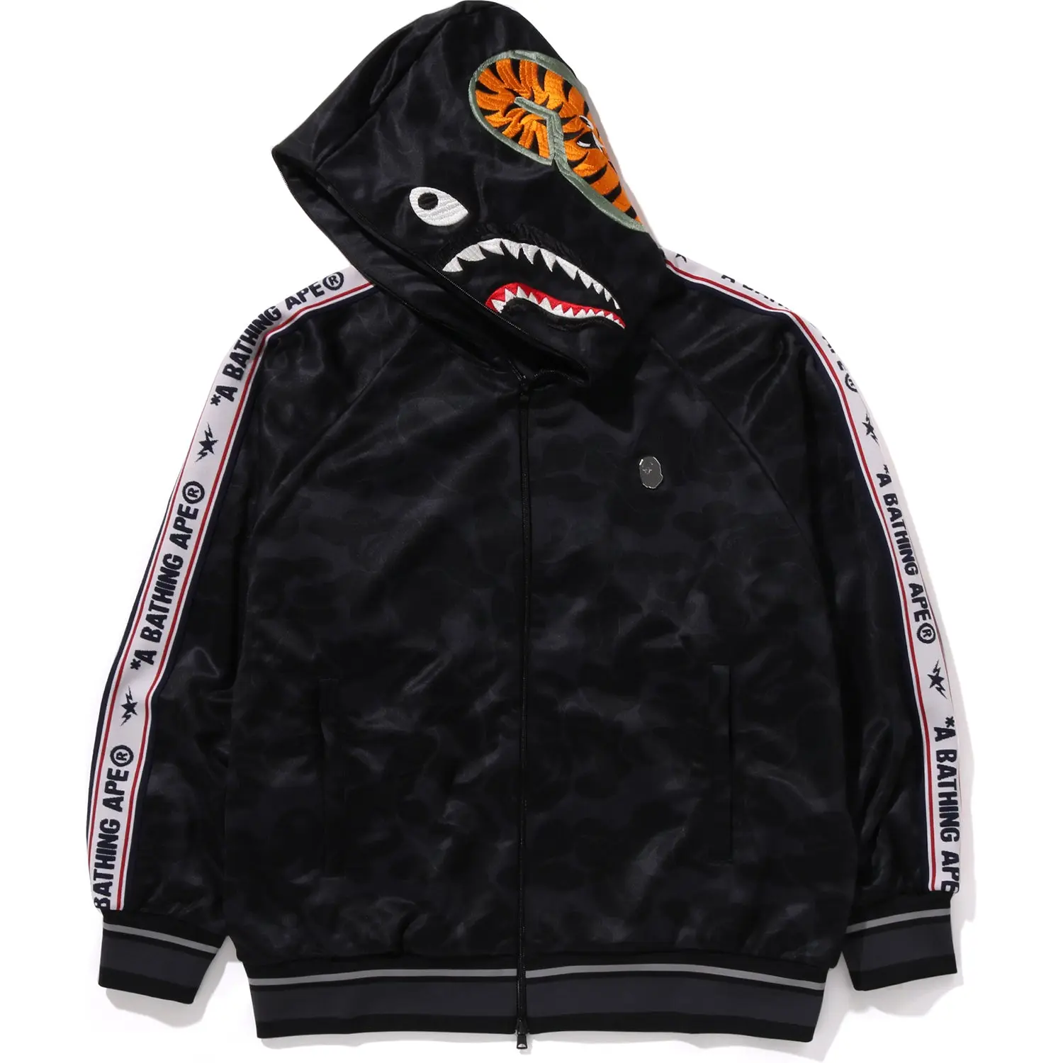 SOLID CAMO RELAXED FIT SHARK FULL ZIP HOODIE MENS - Image 8