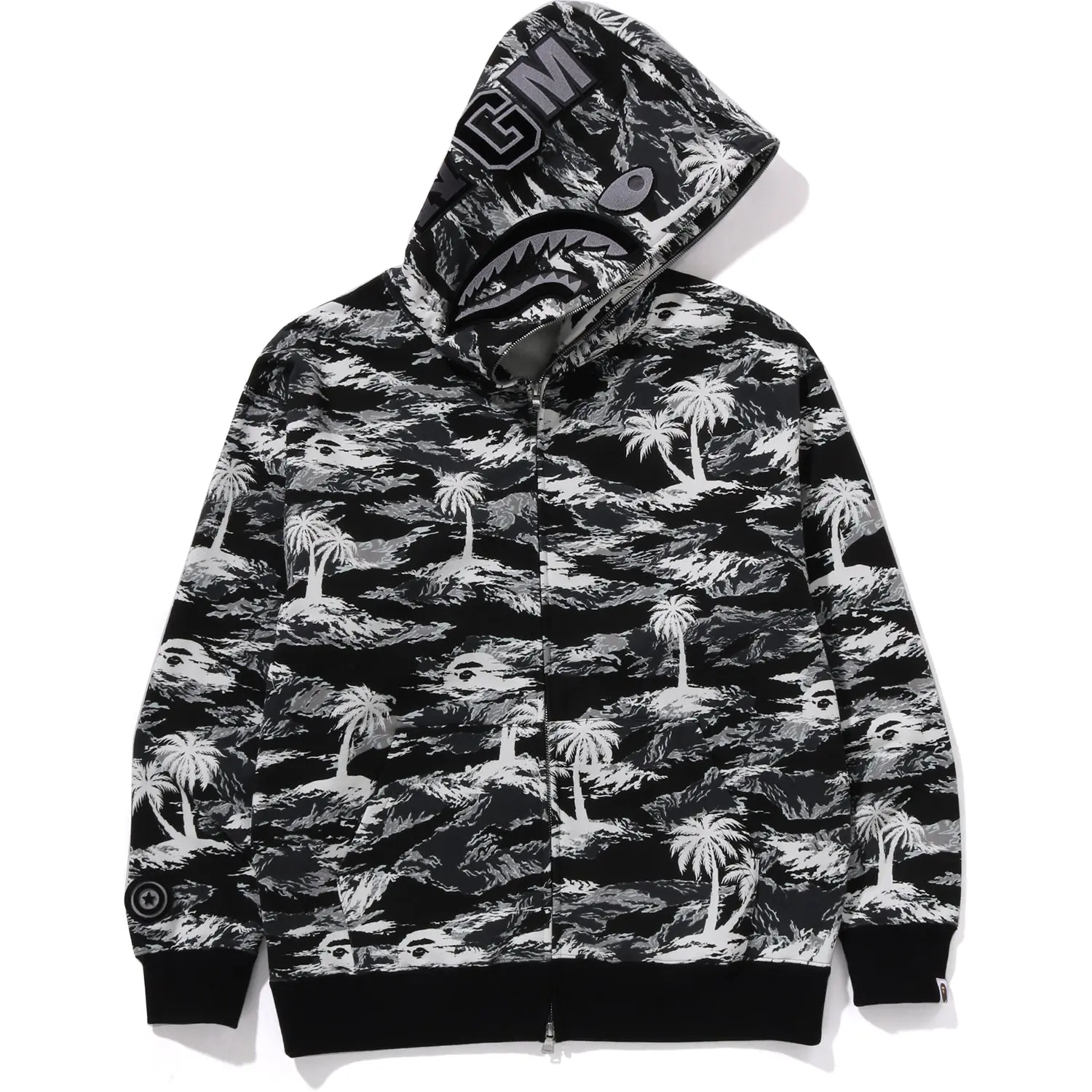 PALM TREE CAMO RELAXED FIT SHARK FULL ZIP HOODIE MENS - Image 6