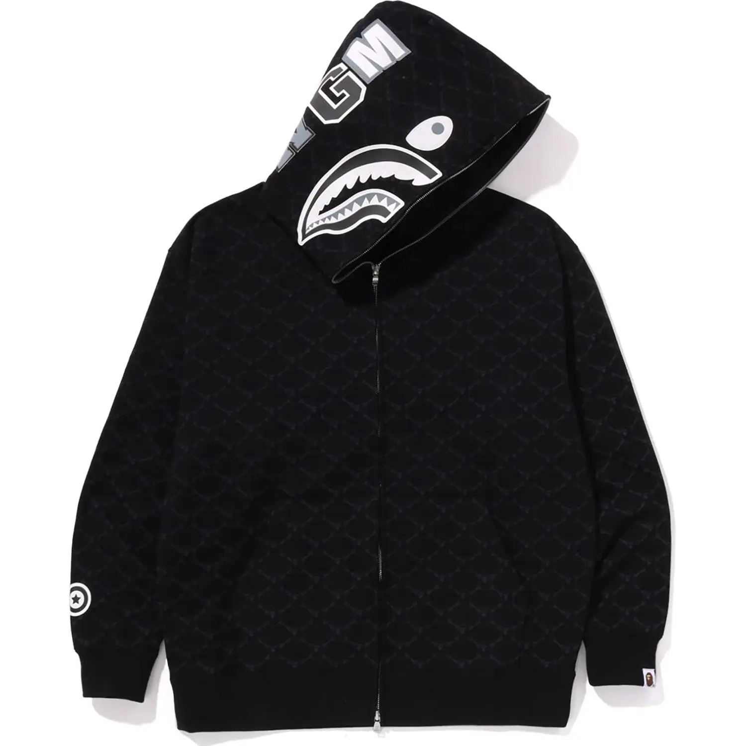 COLLEGE MONOGRAM RELAXED FIT SHARK FULL ZIP HOODIE MENS - Image 6