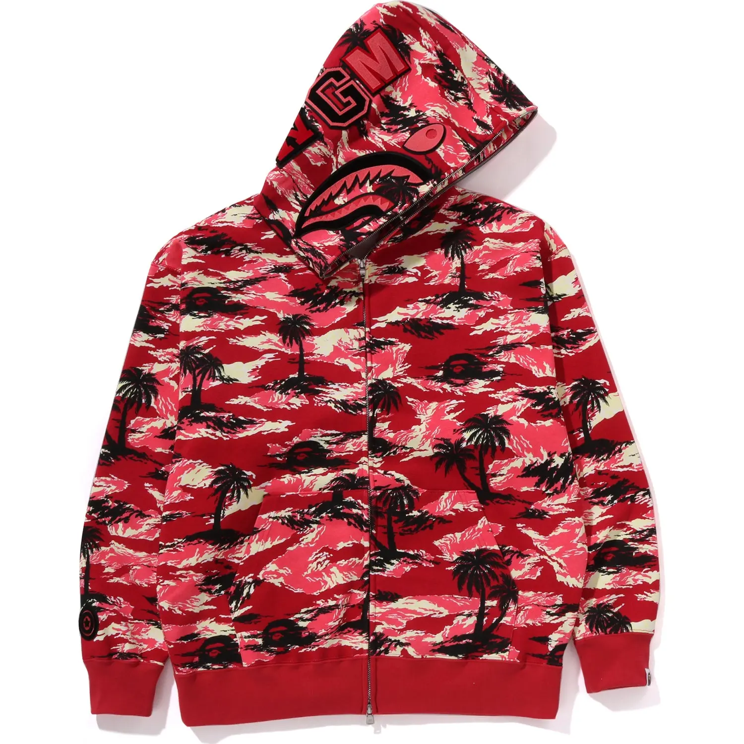 PALM TREE CAMO RELAXED FIT SHARK FULL ZIP HOODIE MENS - Image 11