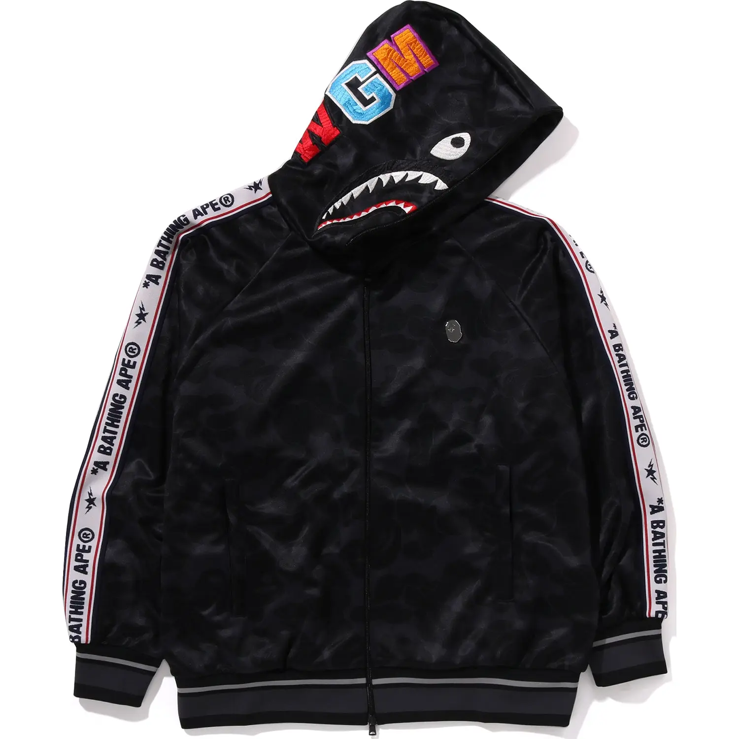 SOLID CAMO RELAXED FIT SHARK FULL ZIP HOODIE MENS - Image 7