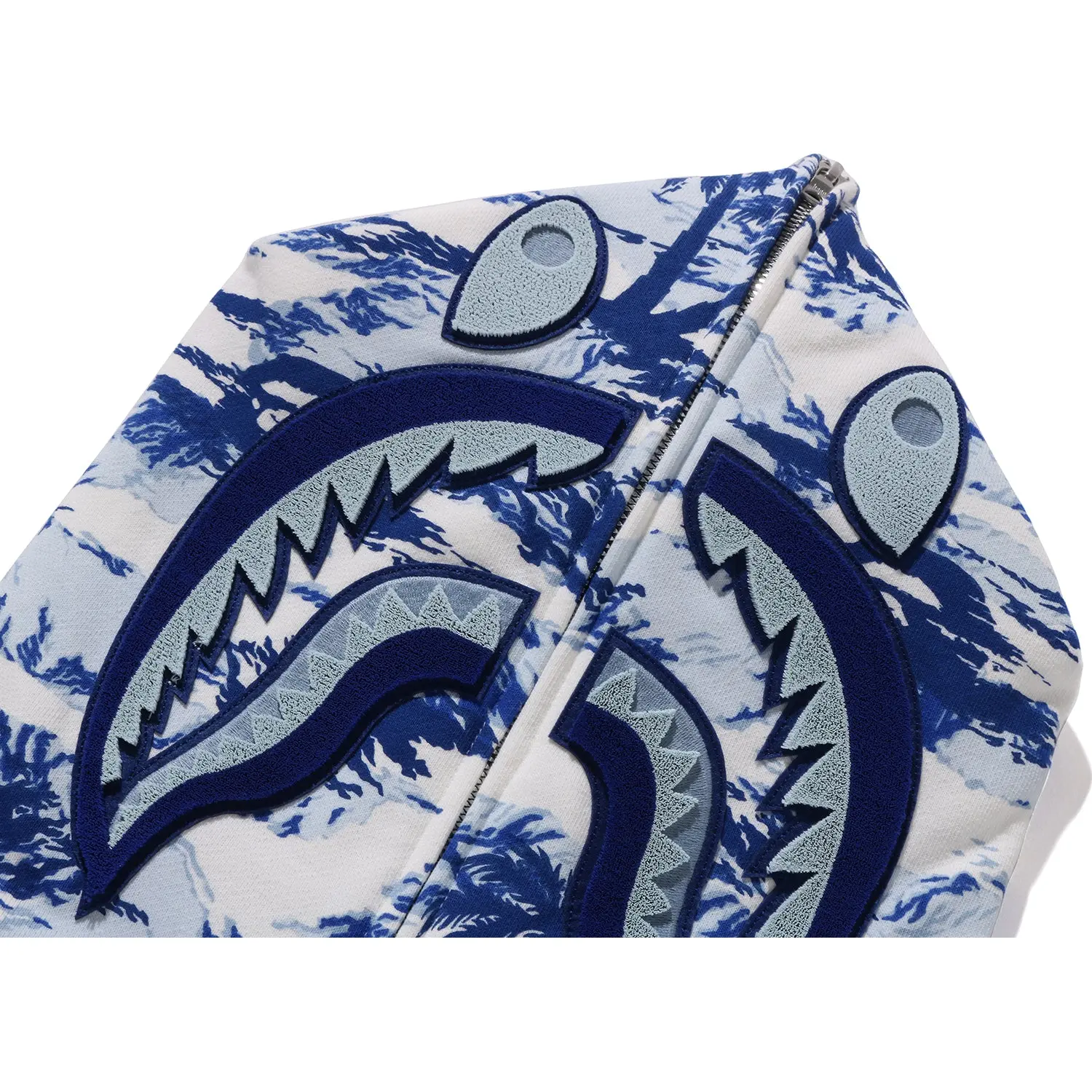 PALM TREE CAMO RELAXED FIT SHARK FULL ZIP HOODIE MENS - Image 4
