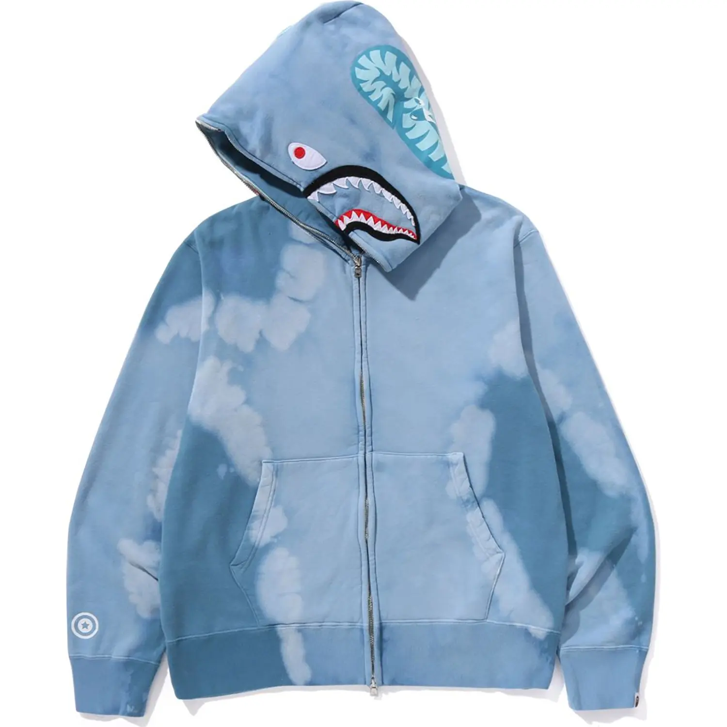 HAND DYE SHARK FULL ZIP HOODIE MENS - Image 2