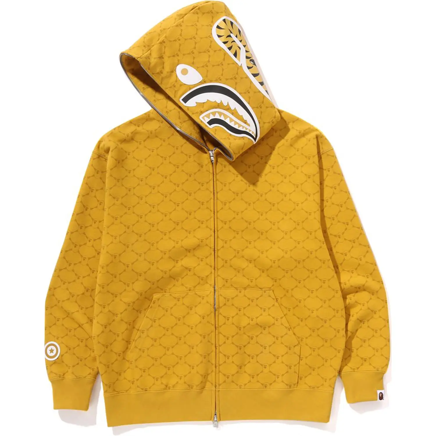 COLLEGE MONOGRAM RELAXED FIT SHARK FULL ZIP HOODIE MENS - Image 2