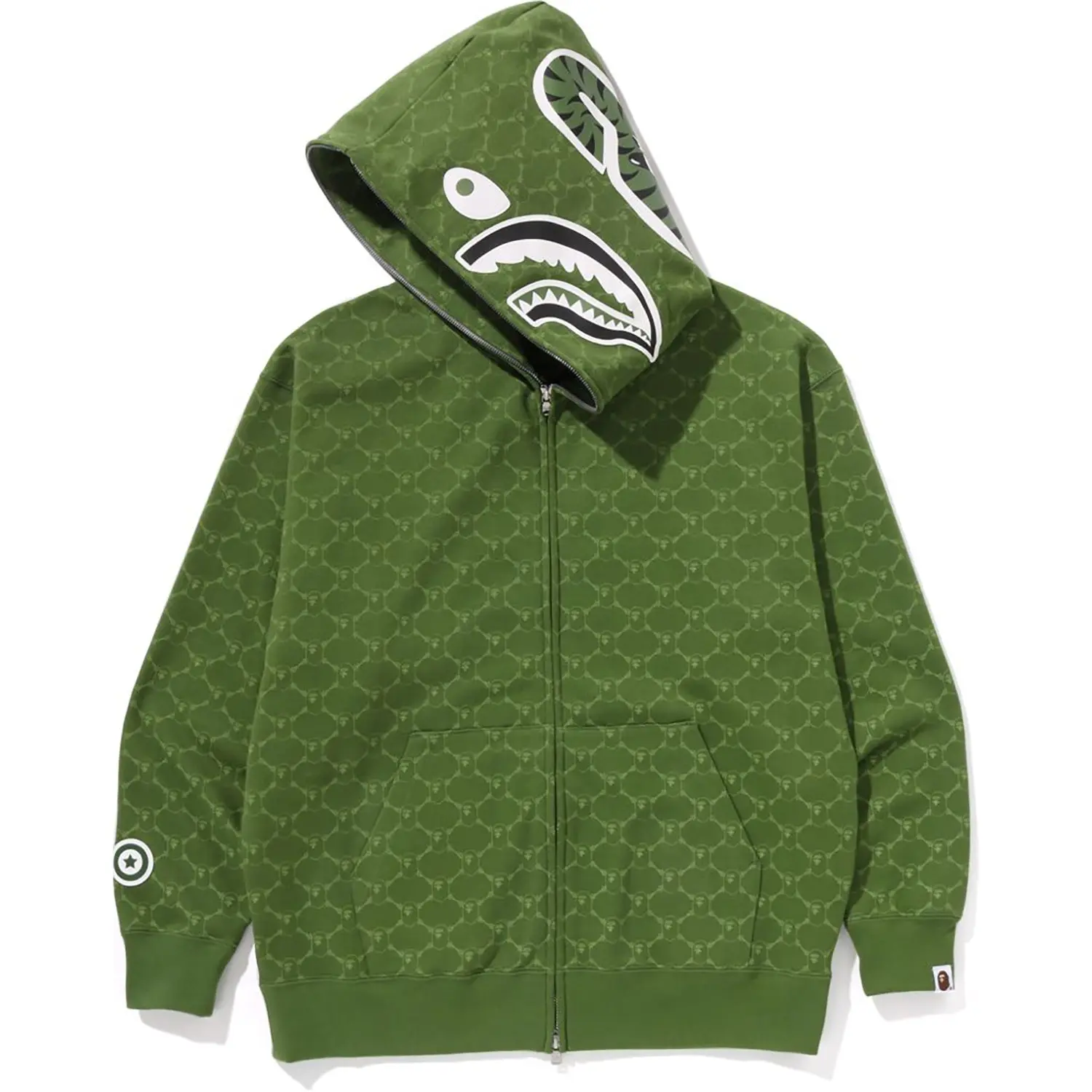 COLLEGE MONOGRAM RELAXED FIT SHARK FULL ZIP HOODIE MENS - Image 17