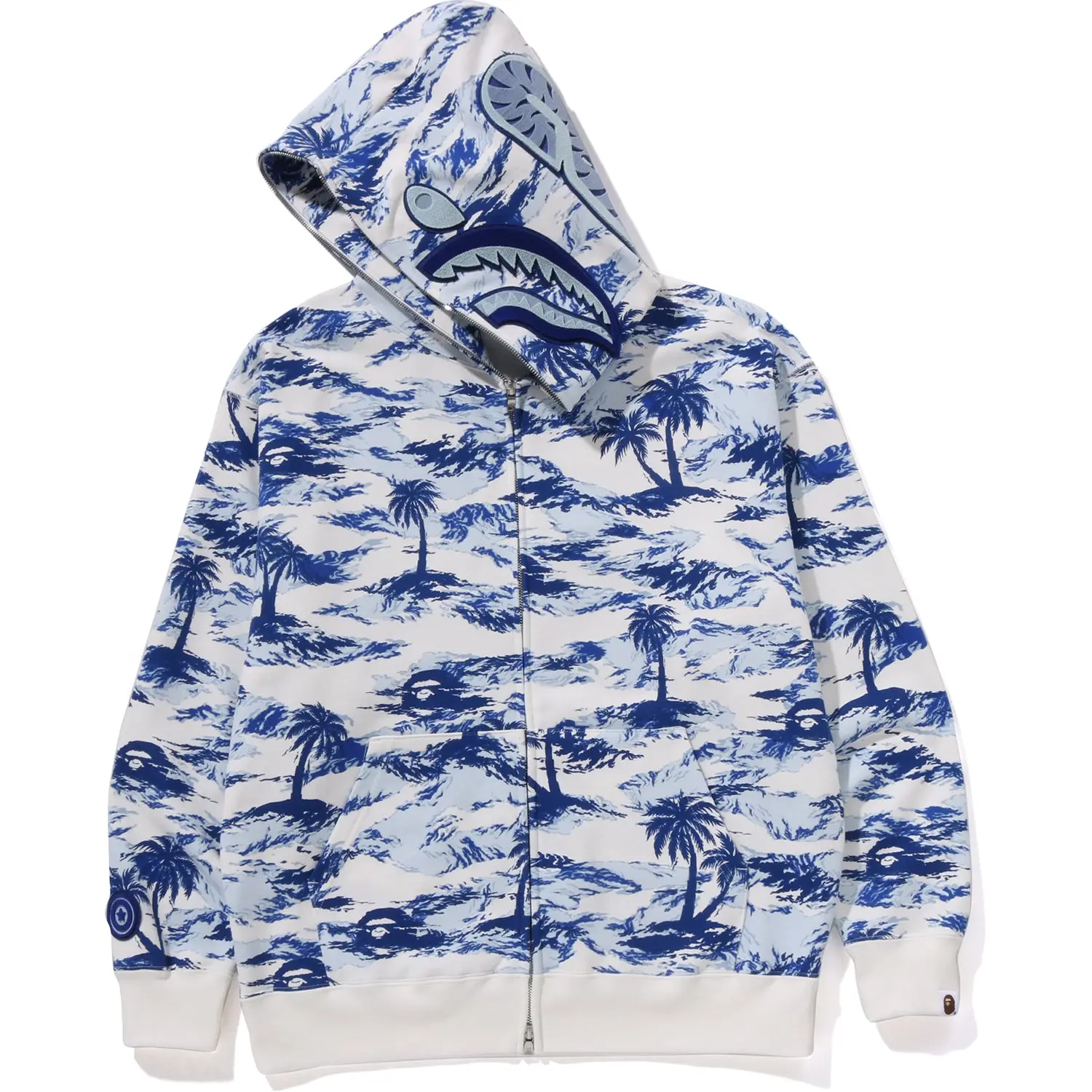 PALM TREE CAMO RELAXED FIT SHARK FULL ZIP HOODIE MENS - Image 2