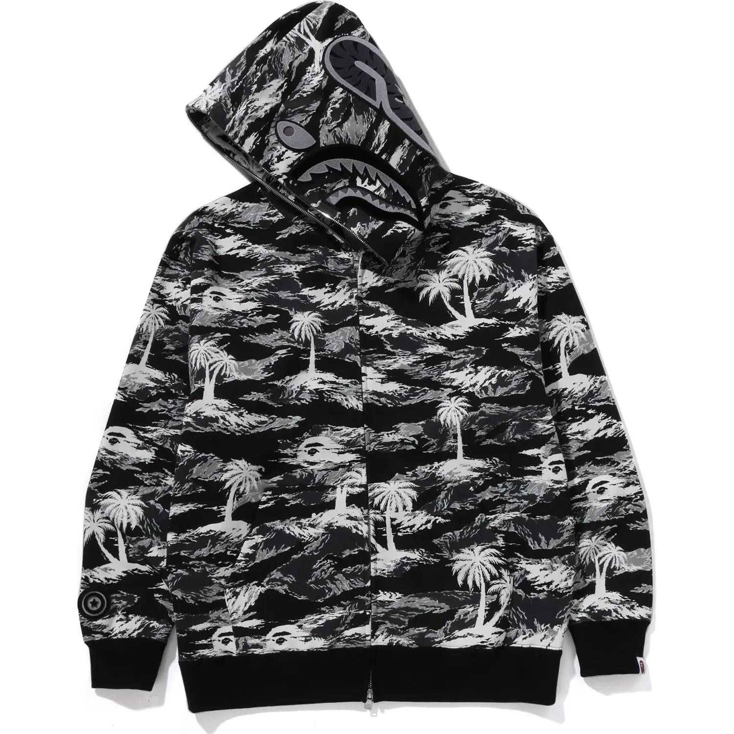PALM TREE CAMO RELAXED FIT SHARK FULL ZIP HOODIE MENS - Image 7
